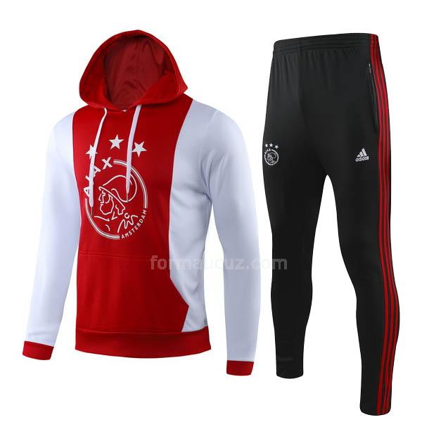 adidas ajax 2019-2020 kırmızı beyaz kapüşonlu svetşört