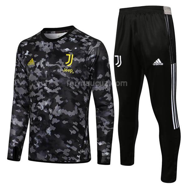 adidas juventus 2021-22 fcj1 kamuflaj siyah svetşört