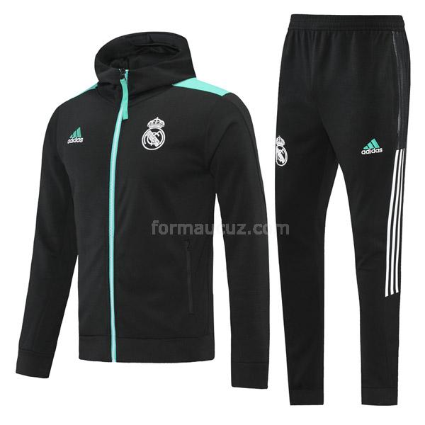 adidas real madrid 2021-22 08g71 siyah kapüşonlu ceket