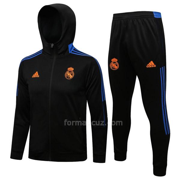 adidas real madrid 2021-22 rm1 siyah kapüşonlu ceket