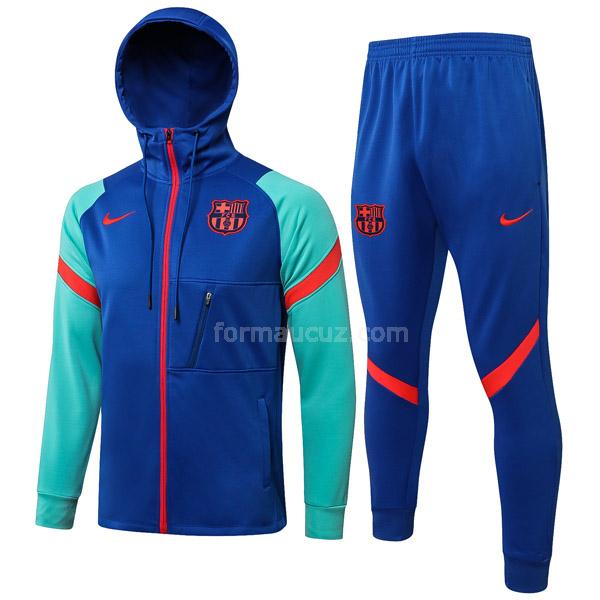 nike barcelona 2021-22 fcb1 mavi kapüşonlu ceket