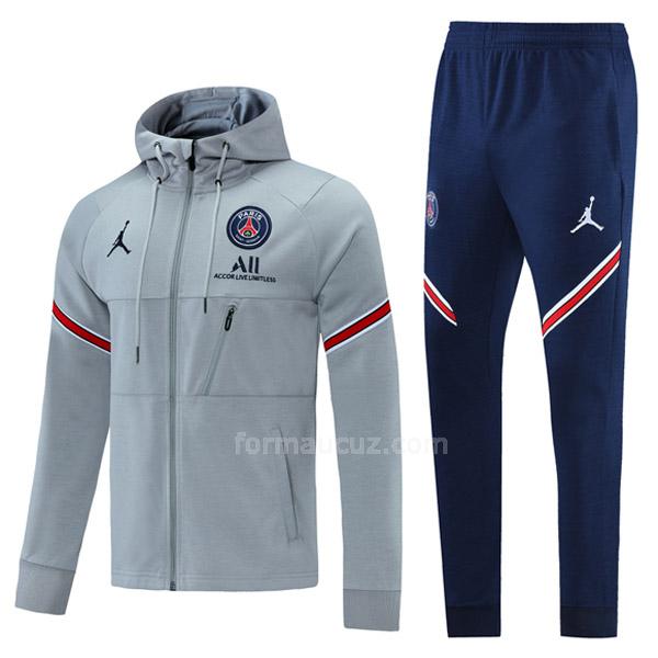 nike paris saint germain 2021-22 08g69 gri kapüşonlu ceket