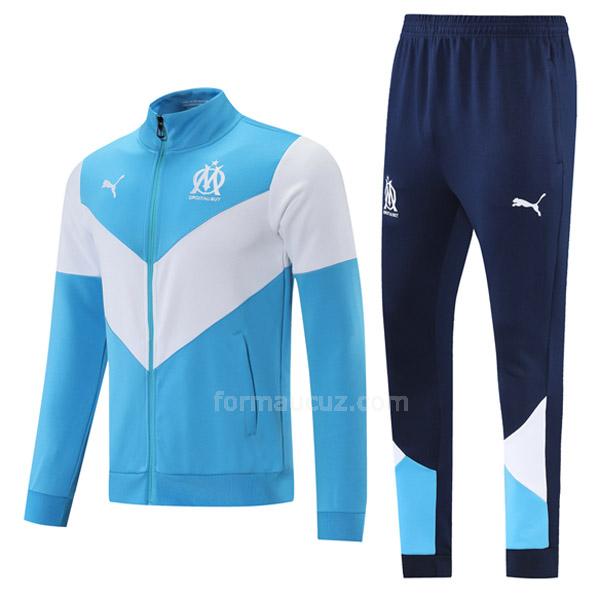 puma olympique marseille 2021-22 08g45 mavi beyaz ceket