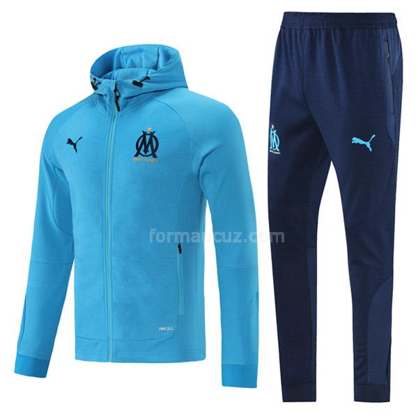 puma olympique marseille 2021-22 08g67 mavi kapüşonlu ceket