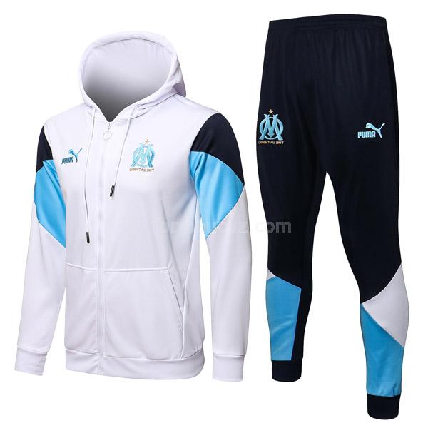 puma olympique marseille 2021-22 beyaz kapüşonlu ceket