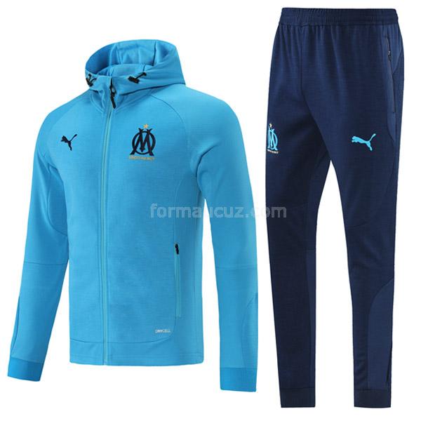 puma olympique marseille 2021-22 mavi kapüşonlu ceket